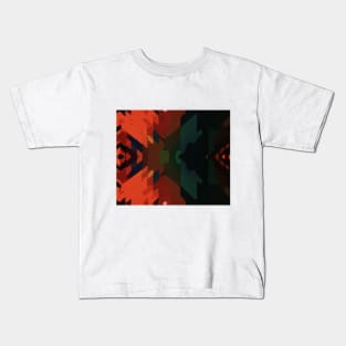 Bright Orange Black Geometric Abstract Pattern Kids T-Shirt